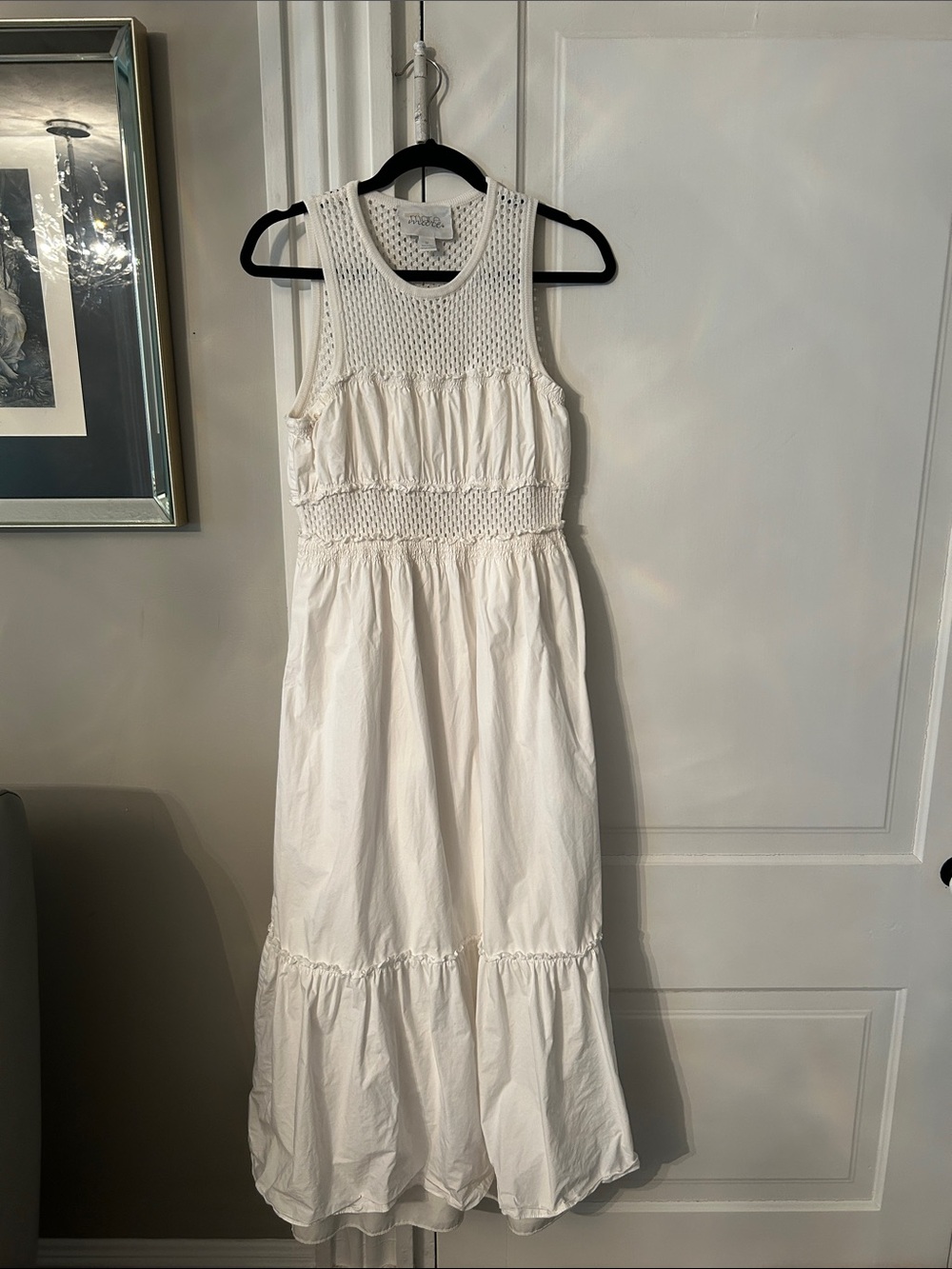 Mare Mare White Sleeveless Smocked Maxi Dress